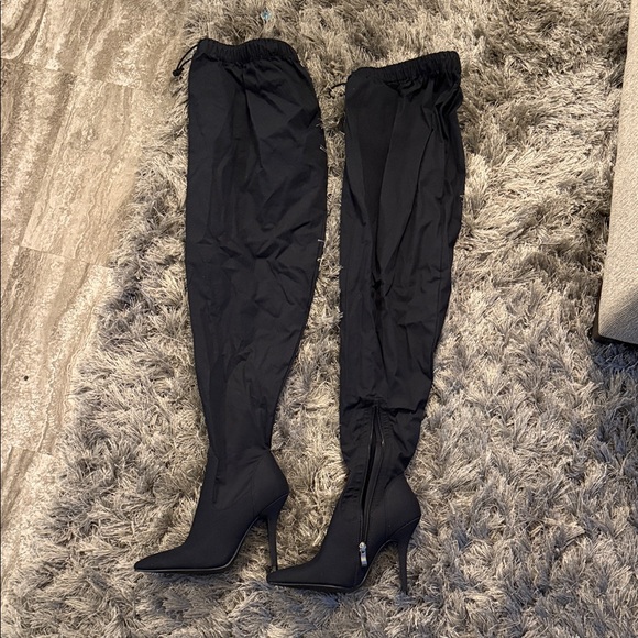 AKIRA Sleek Black Over-the-Knee Boots - Picture 3 of 5